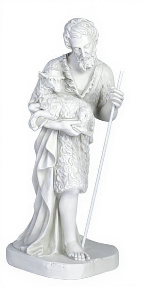 Shepherd Stndg Holding Sheep Statue - 23-inch