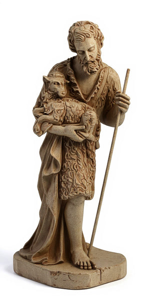 Shepherd Stndg Holding Sheep Statue - 23-inch