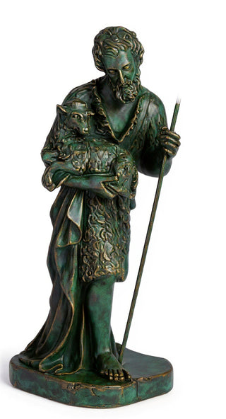 Shepherd Stndg Holding Sheep Statue - 23-inch