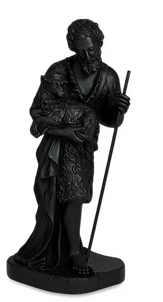 Shepherd Stndg Holding Sheep Statue - 23-inch