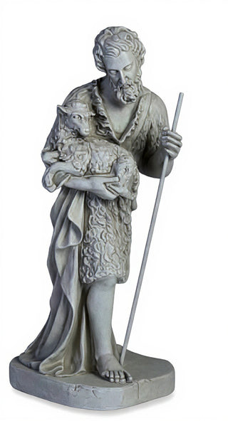 Shepherd Stndg Holding Sheep Statue - 23-inch