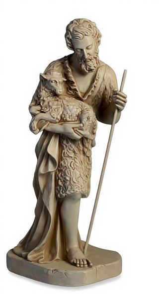 Shepherd Stndg Holding Sheep Statue - 23-inch