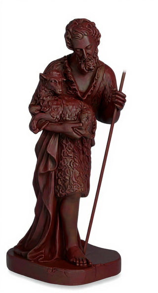 Shepherd Stndg Holding Sheep Statue - 23-inch
