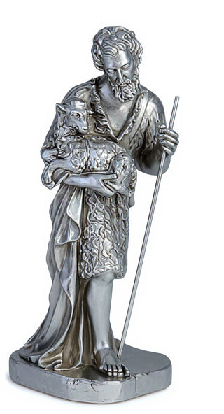 Shepherd Stndg Holding Sheep Statue - 23-inch