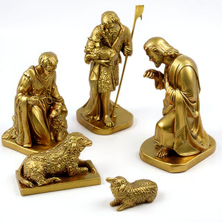 Shepherd Nativity Set Statue Set — Antique Gold finish