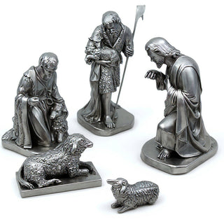 Shepherd Nativity Set Statue Set — Aged Silver finish