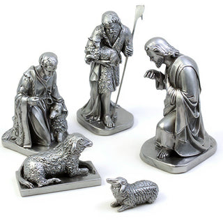 Shepherd Nativity Set Statue Set — Antique Silver finish