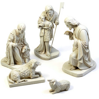 Shepherd Nativity Set Statue Set — Antique White finish