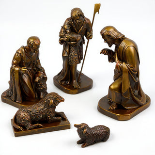 Shepherd Nativity Set Statue Set — Bronze finish