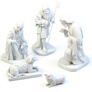 Shepherd Nativity Set Statue Set — Flat White finish