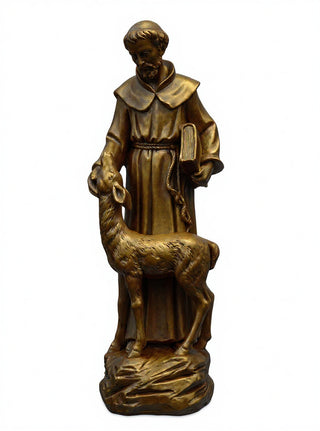 Saint Francis With Deer Statue - 20-inch