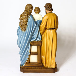Hand-painted statue of the Holy Family, Joseph, Mary, and the infant Jesus, in realistic color — alternate view