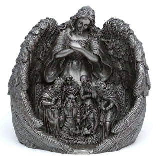Guardian Angel Statue — Aged Silver finish