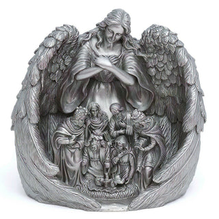 Guardian Angel Statue — Silver finish