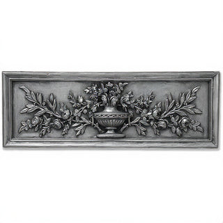 Rose Urn Relief Wall Relief — Aged Silver finish
