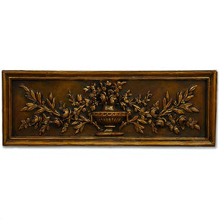 Rose Urn Relief Wall Relief — Bronze finish