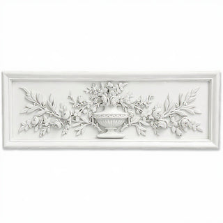Rose Urn Relief Wall Relief — Flat White finish