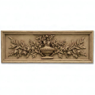 Rose Urn Relief Wall Relief — Gothic Stone finish