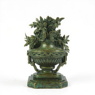 Rose Urn Relief Wall Relief — Green Bronze finish