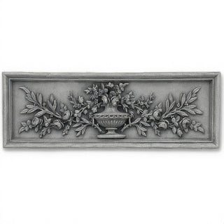 Rose Urn Relief Wall Relief — Old Stone finish