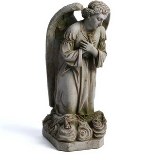 Sorrowing Angel at the Cross Statue - 27-inch — Antique Stone finish