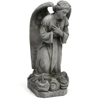 Sorrowing Angel at the Cross Statue - 27-inch — Old Stone finish
