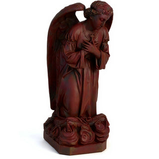 Sorrowing Angel at the Cross Statue - 27-inch — Rust finish