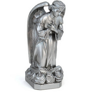 Sorrowing Angel at the Cross Statue - 27-inch — Silver finish