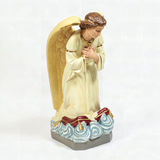 Angel Sorrow Kneeling Cross Statue - 27-inch - Realistic Color - Hand-Painted