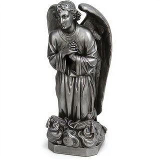 Kneeling Angel of Sorrow Statue - 27-inch — Aged Silver finish