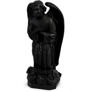 Kneeling Angel of Sorrow Statue - 27-inch — Flat Black finish