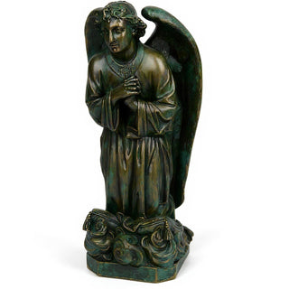 Kneeling Angel of Sorrow Statue - 27-inch — Green Bronze finish