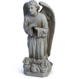 Kneeling Angel of Sorrow Statue - 27-inch — Limestone finish