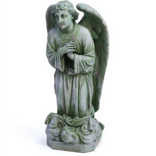 Kneeling Angel of Sorrow Statue - 27-inch — Mossy Green finish
