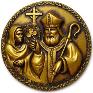 Saint Bridget Wall Plaque - 10-inch — Antique Gold finish