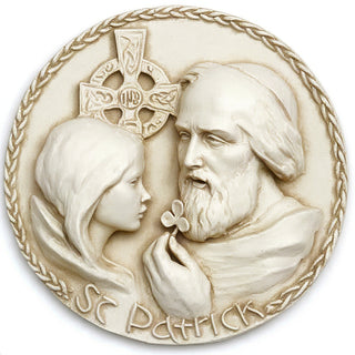 Saint Patrick Wall Plaque - 10-inch — Antique White finish