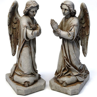 Shrine Angel Set Statue - 39-inch — Antique Stone finish