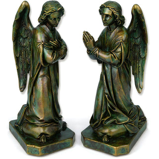 Shrine Angel Set Statue - 39-inch — Green Bronze finish