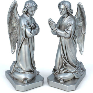 Shrine Angel Set Statue - 39-inch — Silver finish