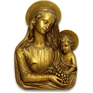 Madonna Eucharist Wall Plaque - 18-inch — Antique Gold finish