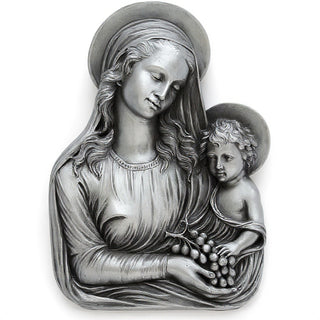 Madonna Eucharist Wall Plaque - 18-inch — Antique Silver finish