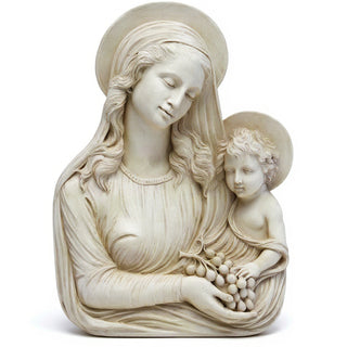 Madonna Eucharist Wall Plaque - 18-inch — Antique White finish