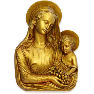 Madonna Eucharist Wall Plaque - 18-inch — Deep Gold finish
