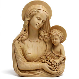 Madonna Eucharist Wall Plaque - 18-inch — Dusted Sand finish