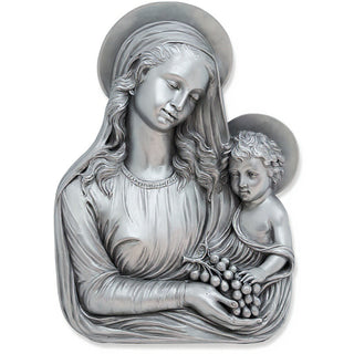 Madonna Eucharist Wall Plaque - 18-inch — Silver finish