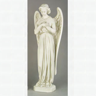 Tall fiberglass resin cross with a hand-painted angel figure, shown in realistic color.