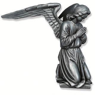 Altar Angel with Extended Wings Statue — Aged Silver finish