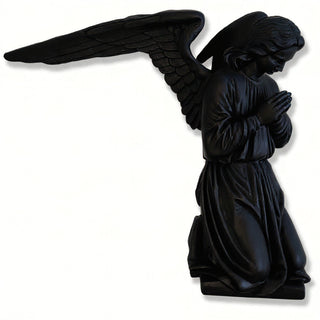 Altar Angel with Extended Wings Statue — Flat Black finish