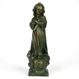 Christ Child with Cross Statue - 21-inch — Green Bronze finish