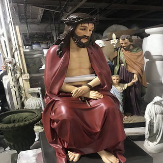 Seated Christ Statue - 51-inch - Realistic Color - Hand-Painted